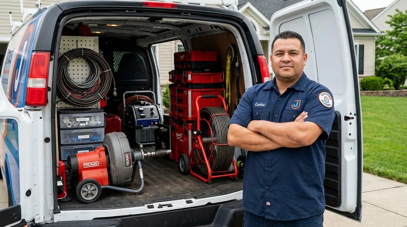 Professional drain cleaning equipment and Johns Plumbing LLC plumber in Wood Dale
