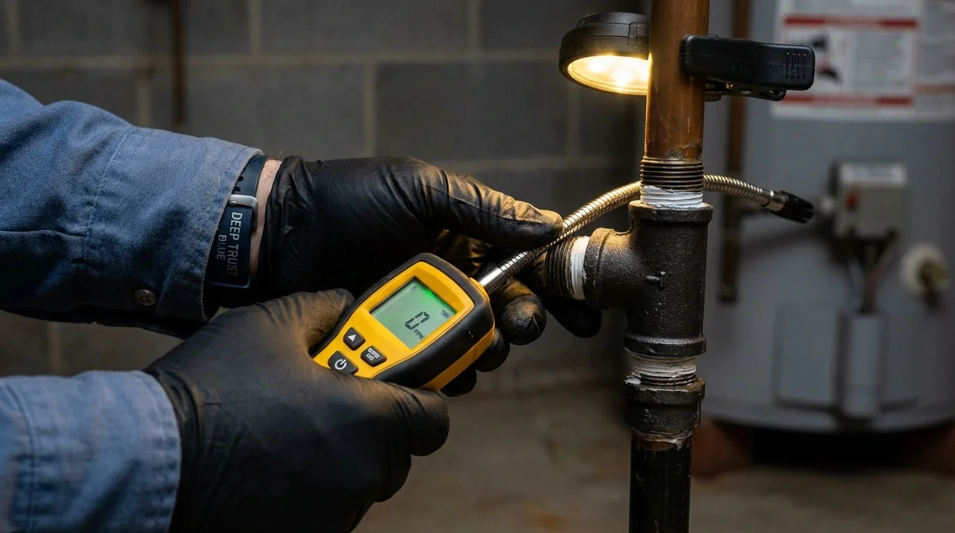 Gas leak detection with electronic sniffer by Johns Plumbing LLC in Wood Dale