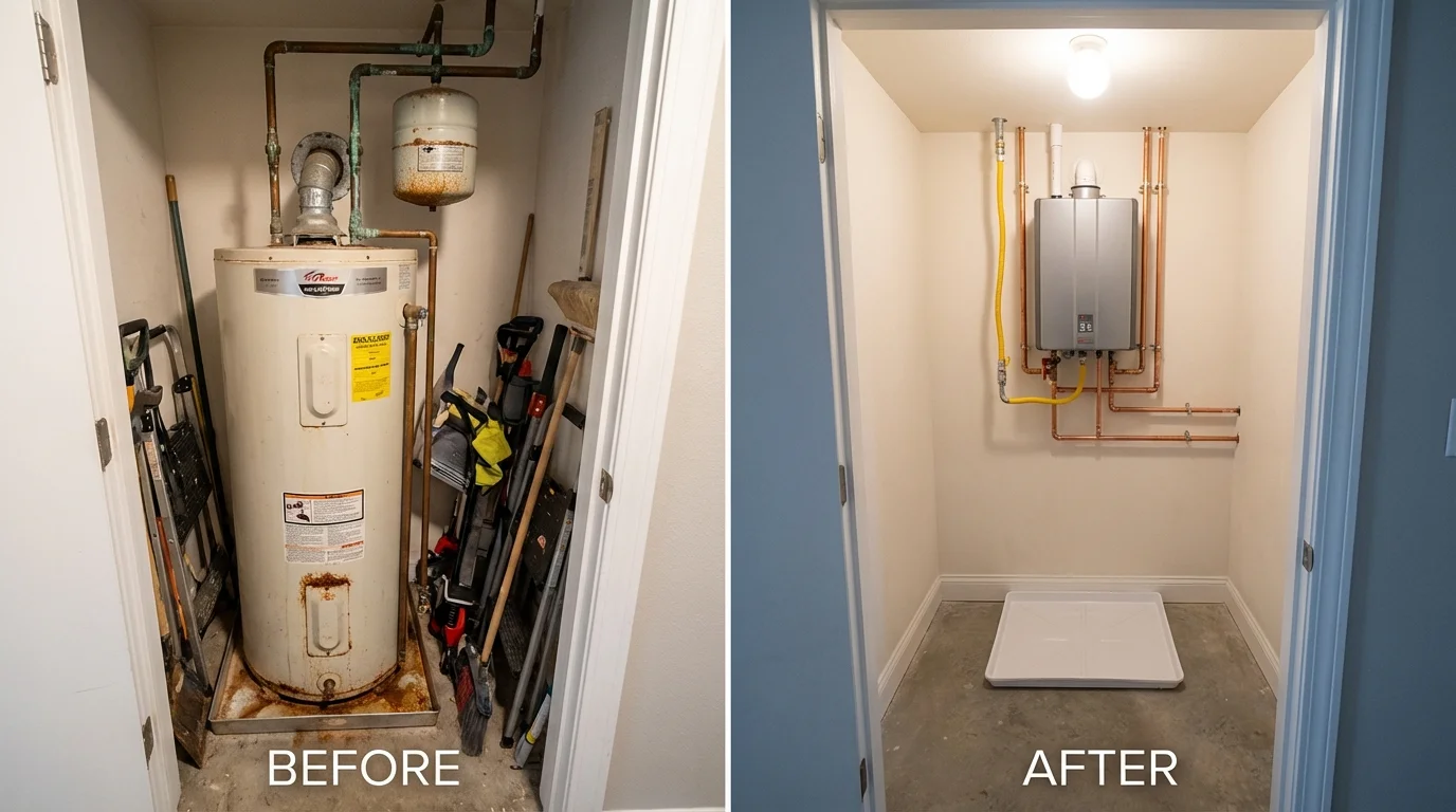 Tank water heater versus wall-mounted tankless unit comparison for Wood Dale, IL homeowners